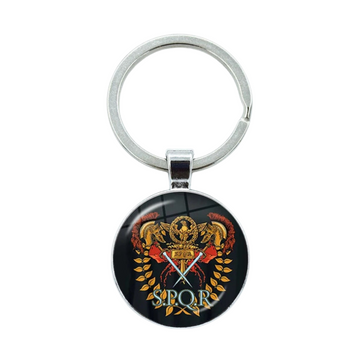 Spqr Roman Empire Legion Glass Pendant Keychain