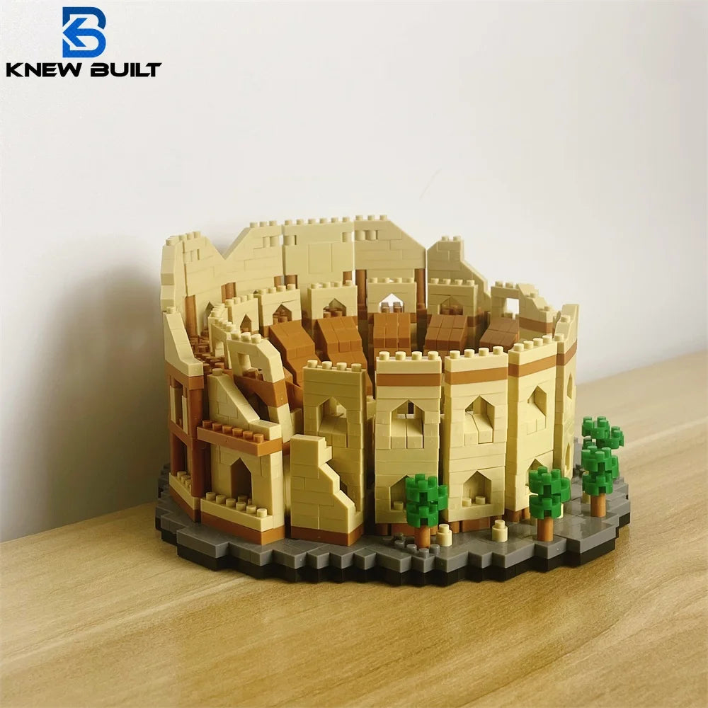 Knew Built Super Mini Roman Colosseum Micro Building Blocks Toy Euro History Model Deco at Home Triomphe Pisa Eiffel Tower Brick